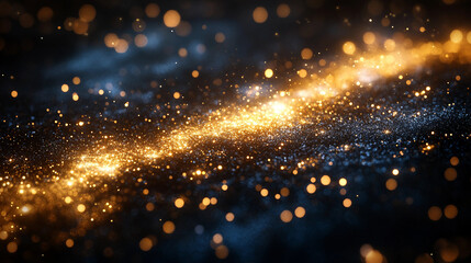 Naklejka premium Shimmering golden confetti scattered on dark velvet background