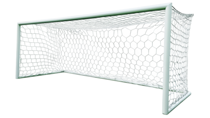 Soccer goal silhouette against transparent backdrop, representing competitive spirit and potential game-changing moment in sports