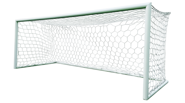 Soccer goal silhouette against transparent backdrop, representing competitive spirit and potential game-changing moment in sports