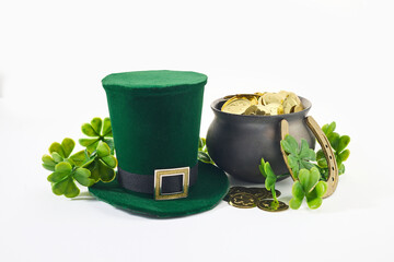 St. Patrick's Day Charm. A festive green hat and pot of gold coins