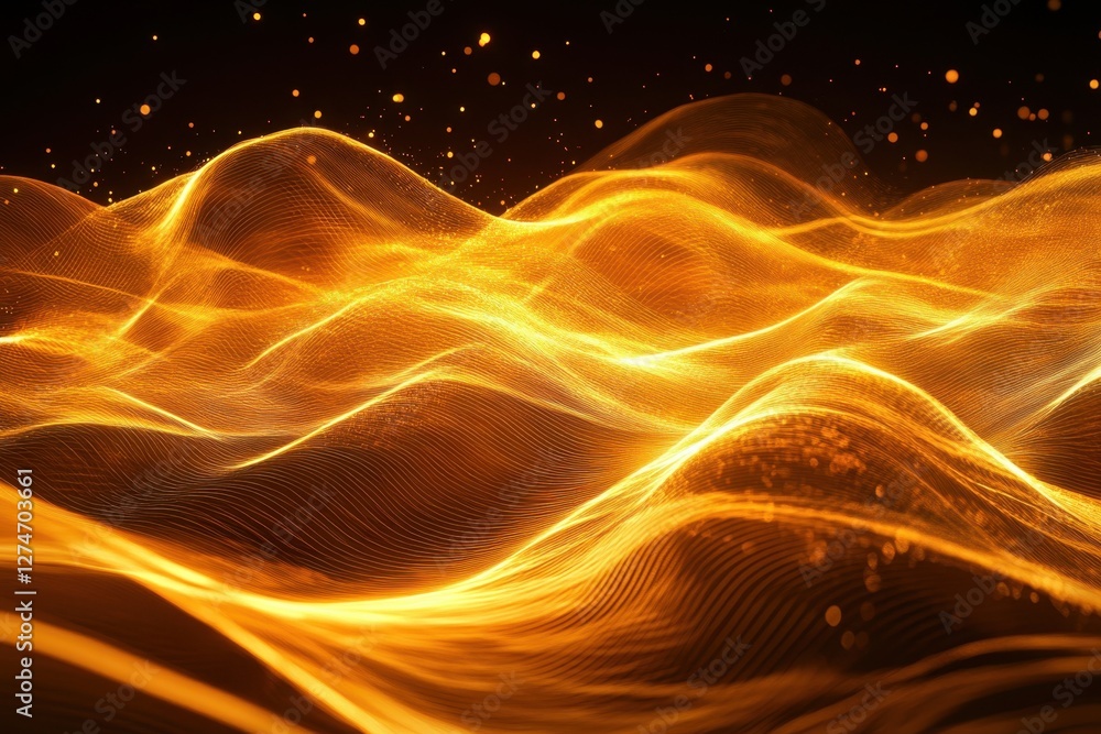 Aufkleber abstract golden wave pattern with subtle light effects on a dark background
