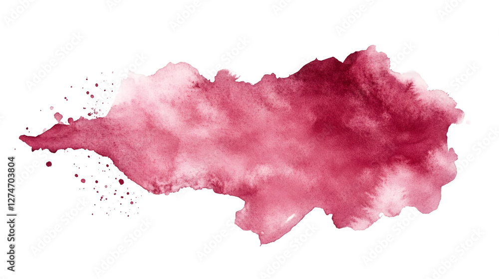 Aufkleber abstract pink and red watercolor stain spreading on transparent background, ideal for adding a touch