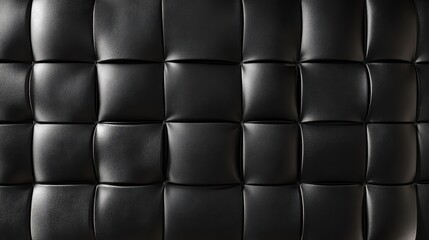 Black leather upholstery texture with quilted pattern and deep shadows
