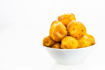 Fried yellow creole potatoes are a popular food of Latin American peoples - Solanum phureja.
