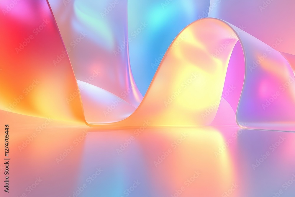 Poster colorful translucent waves create a vibrant light display in a dreamy setting