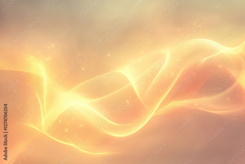 Poster soft golden waves of light create a serene atmosphere in an abstract background