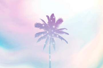Obraz premium Aesthetic summer background, palm tree design