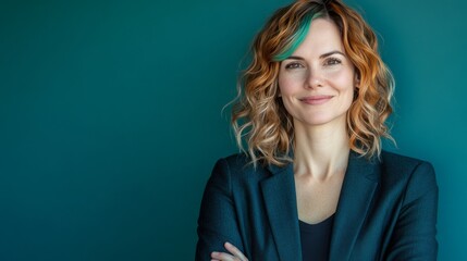 Businesswoman with Colorful Hair and Arms Crossed