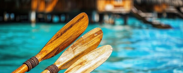 Summer Paddleboarding Adventure: Relaxation and Exploration on Scenic Waters with Wooden Watercraft