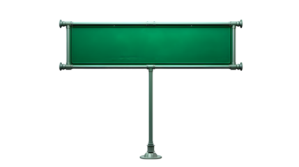 Green Blank Highway Road Sign Isolated on White Background – Empty Traffic Signage for Navigation and Direction