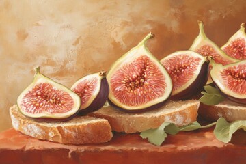 Figs and Bread Still Life Painting: A Rustic Autumnal Delight