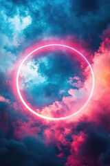 Surreal Cloudscape with Circular Glow