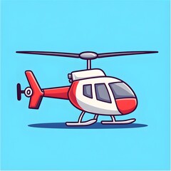 Illustration of a Cute Helicopter with Bold Lines on a Vibrant Blue Background