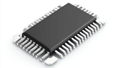 Elegant composition of a semiconductor microchip with realistic details.