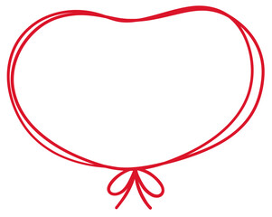 手書きの赤い線で囲んで結ばれたハート型のフレーム