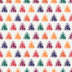 Triangle motif minimal geometric print. Paint brush seamless pattern. Freehand design background. Trendy handdrawn modern simple geo ornament. Artistic hand drawn abstract vector wallpaper
