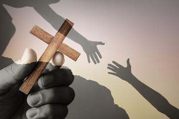 Hand reaching out for Gods help, concept of hope, kindness, salvation, redemption, mercy, worship,...