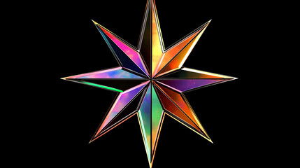 An abstract cut out transparent iridescent star burst design element. Holographic Sacred Symbols. Illustration