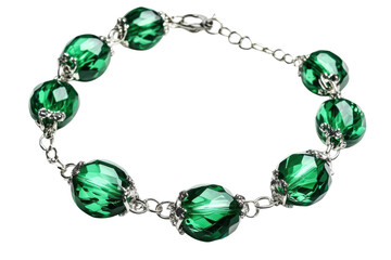Elegant green crystal bracelet showcasing intricate design and shimmering facets for any occasion isolated on transparent background