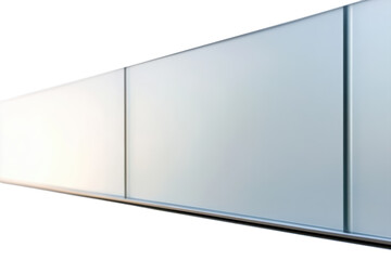 Minimalistic design of modern architecture featuring smooth glass panels and sleek lines in daylight isolated on transparent background