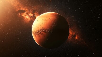 Fototapeta premium Mars, the red planet, is in our solar system. Scientists are trying to make it like Earth, a process called terraforming.