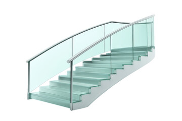 Elegant glass staircase offers a modern touch to contemporary architecture in bright interior space isolated on transparent background