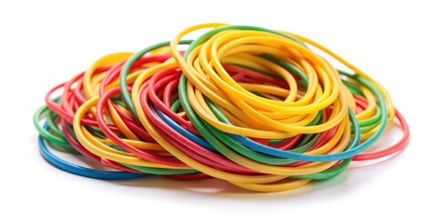 Colorful Rubber Bands on White Background