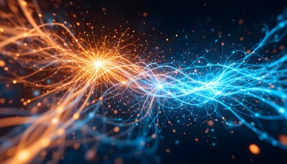 Fototapeta premium Dynamic Digital Energy with Flowing Light Beams