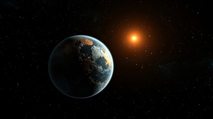 Fototapeta premium TRAPPIST-1D is a planet outside our solar system that orbits a red dwarf star. Scientists believe it could be a habitable world, meaning it may have conditions that could support life as we know it.