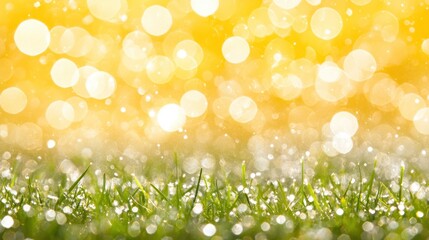 Obraz premium Morning dew drops sparkle on grassy field nature scene outdoor environment soft focus viewpoint