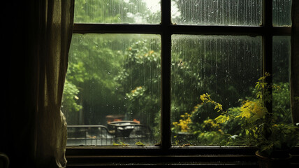 Rainy Tropical Garden View