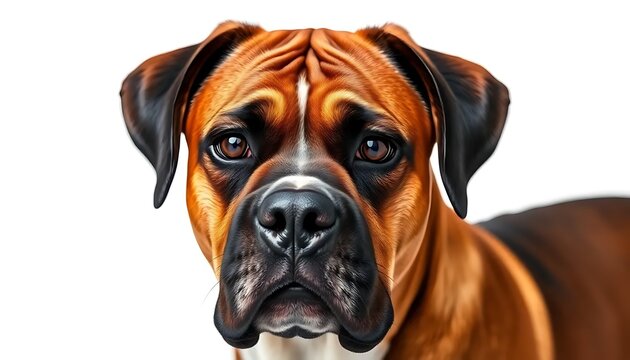 A Brown German Boxer Dog White Background