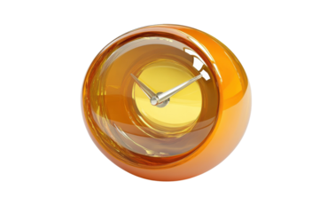 A vibrant orange clock radiating modern design on a clean white surface isolated on transparent background