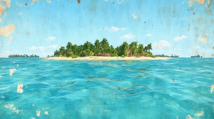 Obraz premium Relaxing day on a tropical island ocean paradise digital artwork calm waters aerial view serenity concept