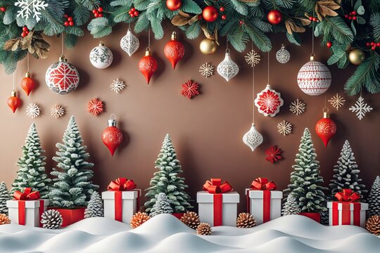 Cozy Winter Background with Decorations and Warm Wishes in a Three-Dimensional View