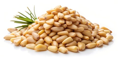 Fototapeta premium Pine Nuts on White Background