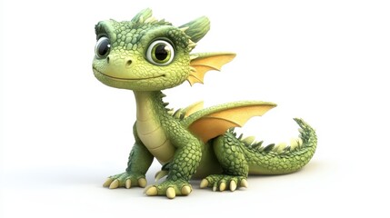 Obraz premium Adorable baby dragon with bright eyes and scales in a whimsical pose