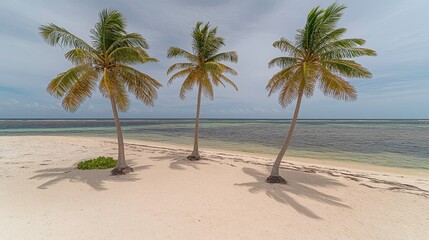 Fototapeta premium Relaxing beach scene with palm trees tropical location nature photography calm environment aerial view