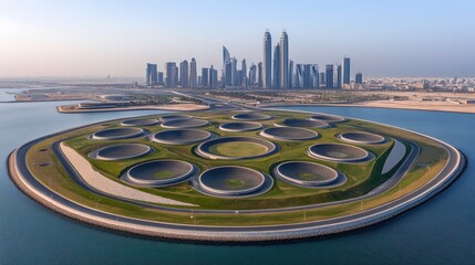 Innovative urban architecture design abu dhabi aerial view green space modern landscape concept