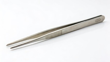Stainless Steel Tweezers on White Background