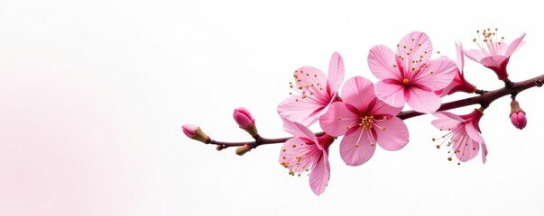 Obraz premium Fragrant pink branches of Philadelphus flowers isolated on white background, bloom, flowers