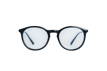 Stylish black glasses with clear lenses on a minimalist background in soft light isolated on transparent background