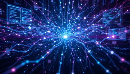 Fototapeta premium The Neural Nexus: A Glimpse into AI's Complex Network
