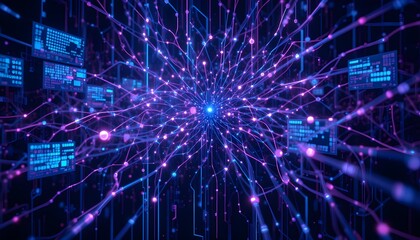 Fototapeta premium The Neural Nexus: A Glimpse into AI's Complex Network