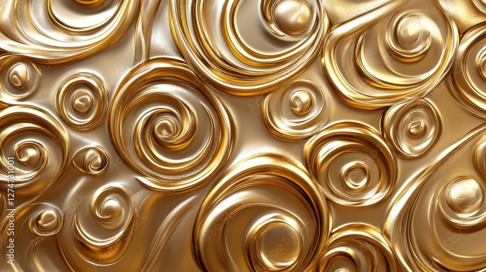 Aufkleber abstract gold swirl pattern with metallic shine and 3d texture on surface