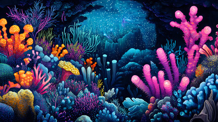 Fototapeta premium bioluminescent underwater garden