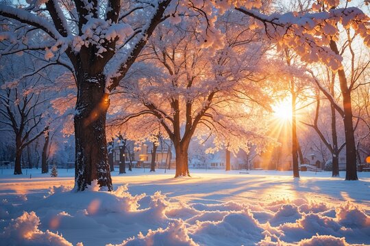 Winter Tree Radiance for a Joyful Christmas Greeting Card