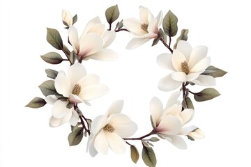Vintage floral wreath with pink and white flowers, reminiscent of a southern belle theme. A classic garden design perfect for weddings or special occasions.