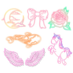 Cute fairytale sticker collection design resources