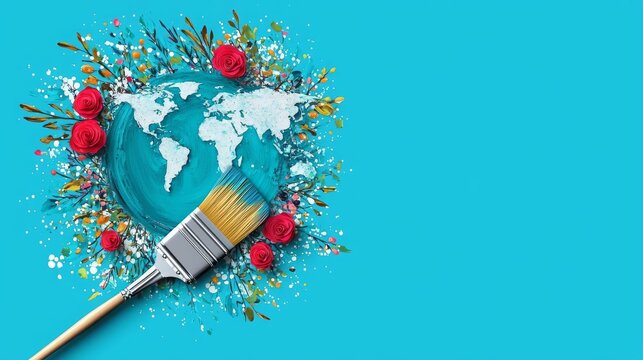 World Art Day Painting Modern Creative art depicting world preservation.